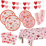 Valentines Day Decorations Party Supplies Set for 25 Disposable