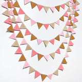 Boho Party Decorations Brown Blush Pink Felt Hanging Triangle Mini