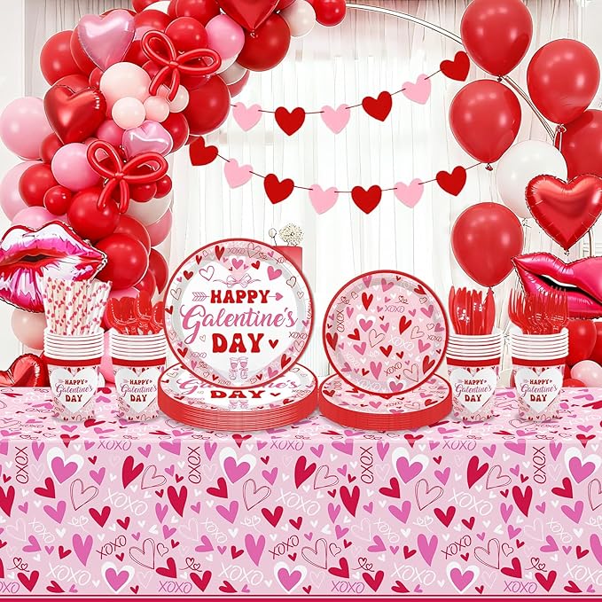 194 Pcs Galentines Day Party Plates Set Happy Galentine's Day