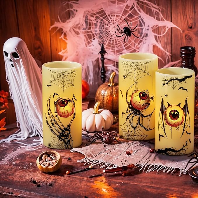 Halloween Flameless Flickering Candles with Timer Battery Operated