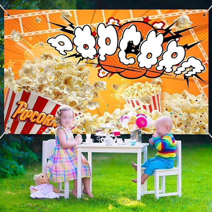 Popcorn Backdrop Movie Night Photography Background Carnival