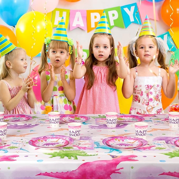 WERNNSAI Dinosaur Tablecloth - 2 Pack 54'' X 108'' Girl Dino Table