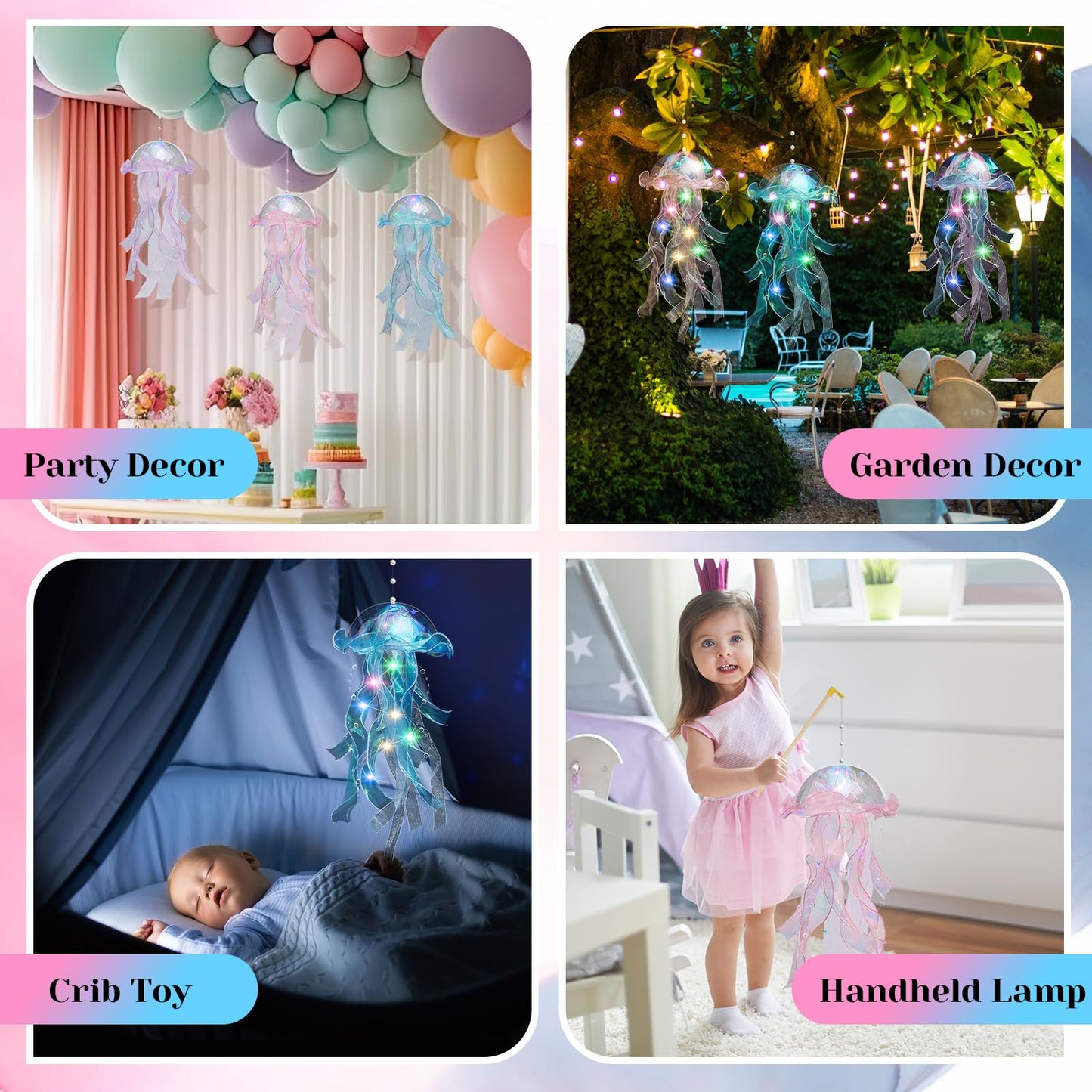 Rossesay 3 Pcs Jellyfish Lamp Colorful Jelly Fish Light Hanging