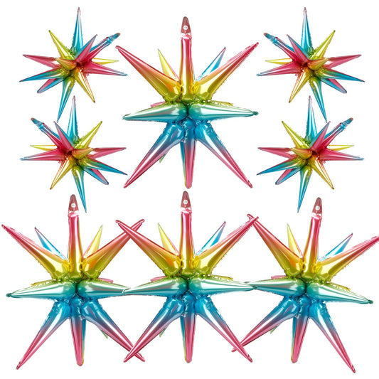 Star Balloons Colorful Balloons 8 Pcs Iridescent Rainbow Balloon Arch
