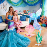 6 Pcs Under The Sea Party Decorations Set Large Mermaid Tail Seaweed