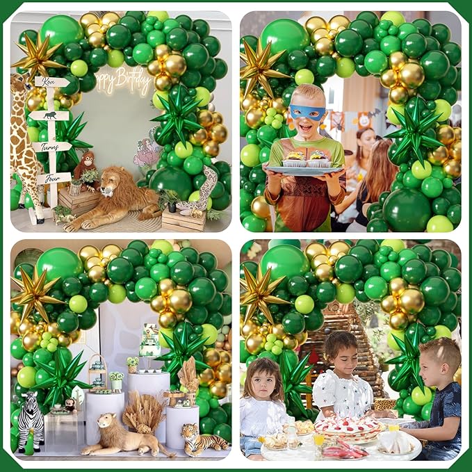 KARLURE Green and Gold Balloon Garland Arch Kit with Stars, Different