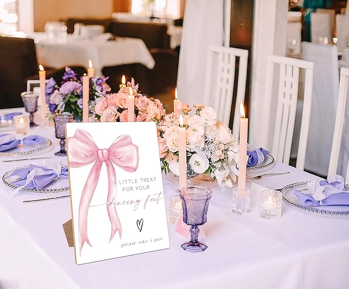 Pink Bow Theme Wooden Wedding Signs A Little Treat for Your Dancing