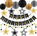 Happy Retirement Party Decorations for Men Women Black Gold Happy
