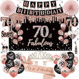 70th Birthday Decorations for Women 33pcs Kit with Crown Sash Banner