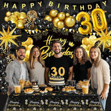Black and Gold Birthday Decorations for Men Women Black and Gold