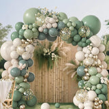 Amandir 173Pcs Dusty Green White Sand Balloon Arch Garland Kit, Beige