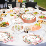 50 Guests 90th Party Decorations Plates Napkins Rose Gold Party