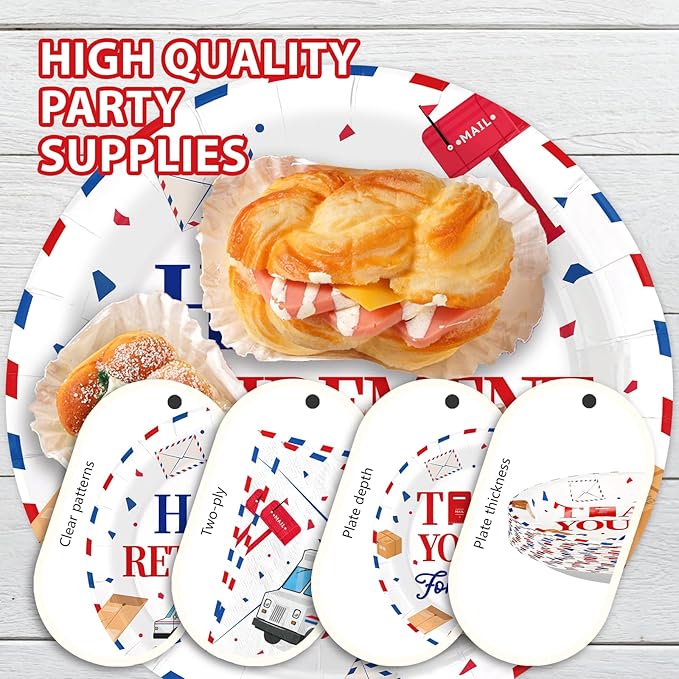 96 Pcs Mailman Retirement Party Decorations Red Blue Mail Happy