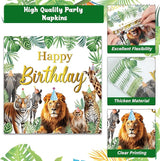 96Pcs Jungle Animals Plates and Napkins Safari Happy Birthday Party