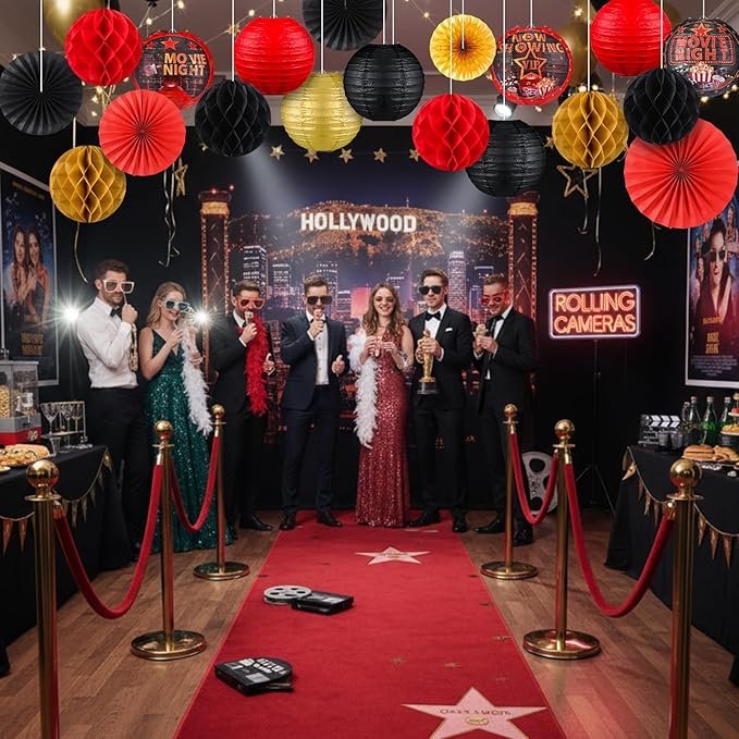18 Pcs Movie Night Party Decor Theme Hanging Paper Lanterns with