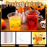 100 Pcs Halloween Plastic Cups Bulk 16 oz Disposable Halloween Boo