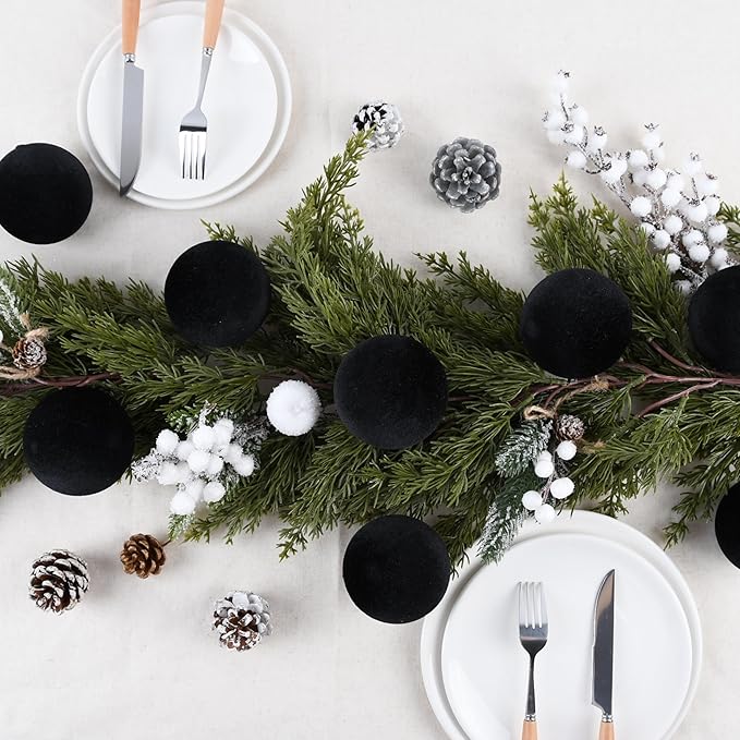 Velvet Ornaments for Christmas Tree Decorations - Black Xmas Ball
