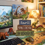 4 Pcs Dinosaur Table Decorations Wooden Dinosaur Decor Dino Safari