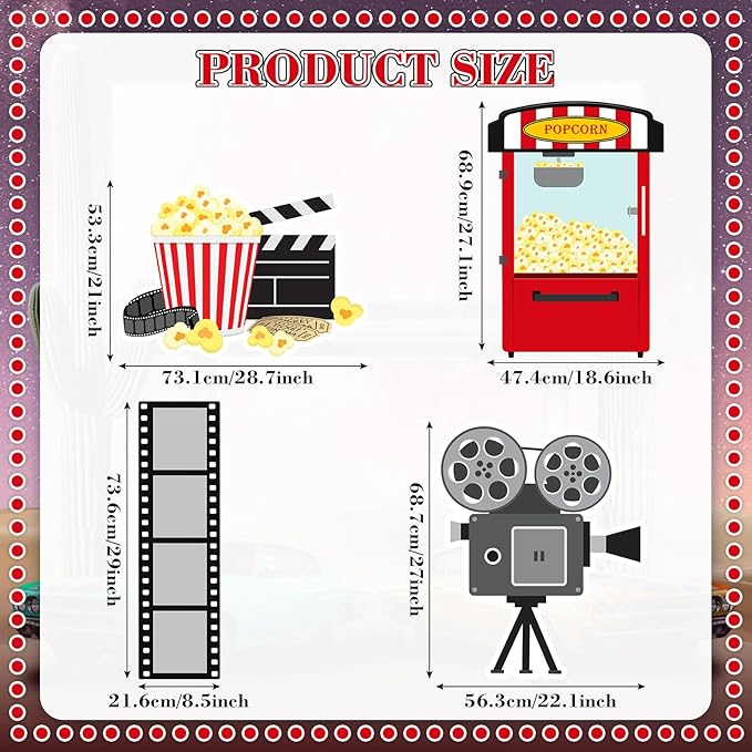 4 Pcs Large 20 X 30 Movie Night Cardboard Cutouts Academy Awards