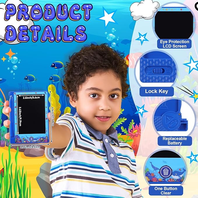 12 Pack Under the Sea Party Favors Lcd Writing Tablet for Kids 4.6