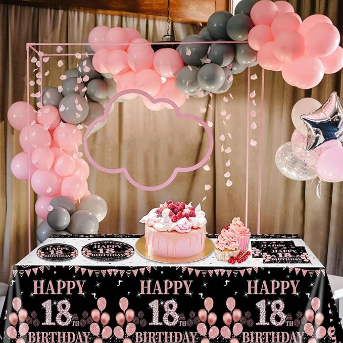 62Pcs 18th Birthday Decorations for Girls Her Rose Gold Birthday