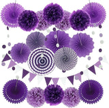 ZERODECO Party Decoration, 21 Pcs Purple and Lavender Hanging Paper