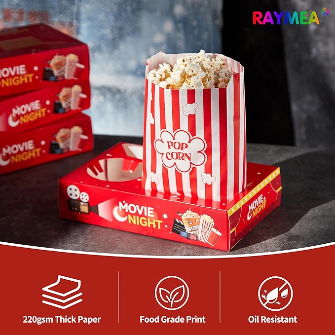 24Pcs Movie Night Supplies Disposable Paper Movie Snack Trays 12ct