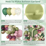 Ouddy Party Dusty Pink Green Yellow Balloons Garland Arch Kit,