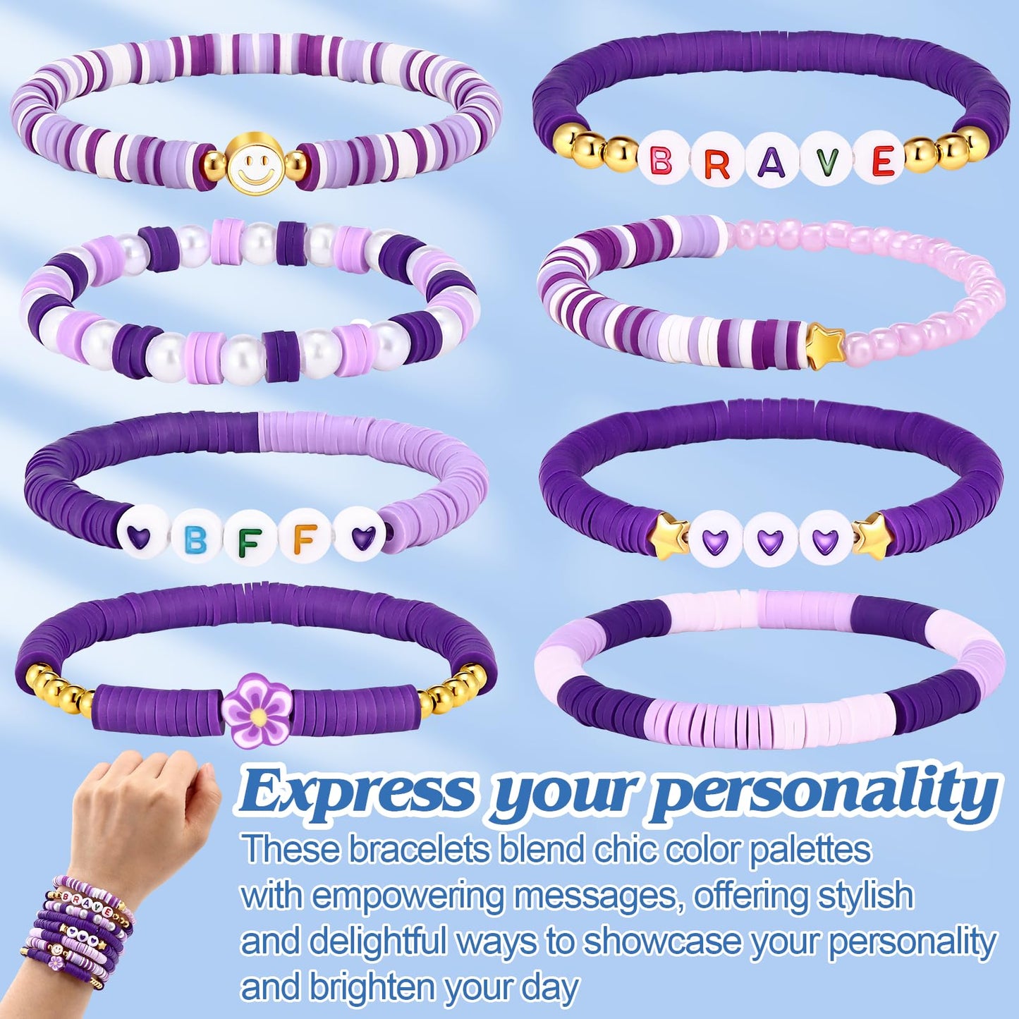 Draupnir 48 Pcs Friendship Bracelets Heishi Surfer Clay Bead Bracelets