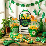 50 Pcs St Patrick's Day Treat Bags Green Black Cauldron Plastic