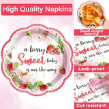 100 Pcs Strawberry Baby Shower Party Plates Napkins Forks Supplies
