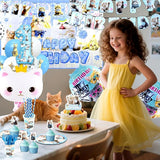 142Pcs Cat Birthday Decorations Cat 1st Birthday Party Supplies Cat