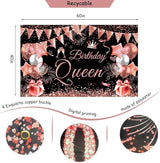 Happy Birthday Decorations for Women Girls Black Rose Gold Birthday