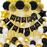 Amandir Black Gold Birthday Decorations for Men Women Black Gold