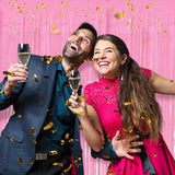 20 Pack Foil Curtain Pink Backdrop Streamers Metallic Tinsel Fringe