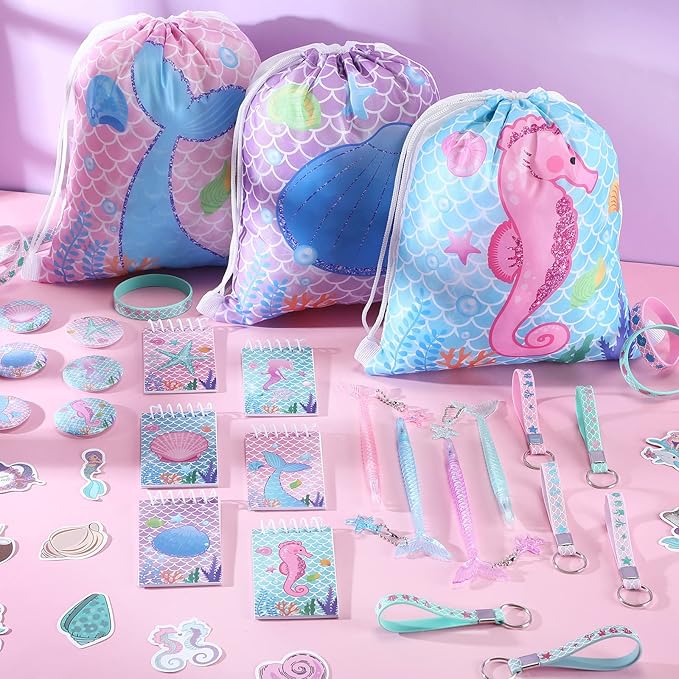 140 Pcs Mermaid Party Favors Gift Bags for Girls Birthday Decorate