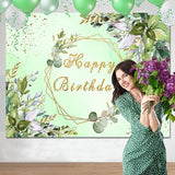 Sensfun Sage Green Birthday Backdrop Banner Greenery Birthday Decorati