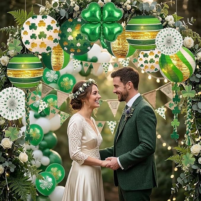 St Patricks Day Decorations Paper Lanterns 8 Round Hanging Green