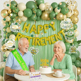 Sage Green & Gold Retirement Decorations Happy Retirement Banner