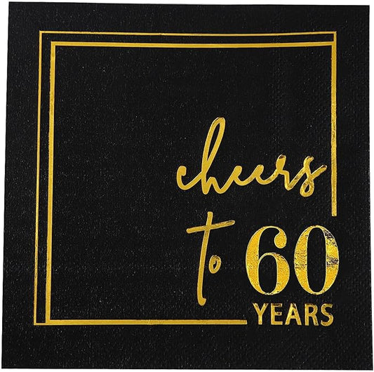 Cheers to Years Cocktail Napkins - 50 PK - 3-Ply Birthday Napkins 5x5