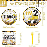 96 Pcs Construction 2nd Birthday Party Supplies Construction Truck