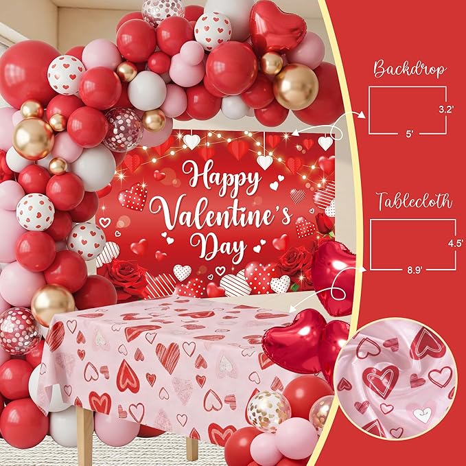 Valentine's Day Party Decorations Romantic Red Heart Valentine