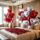18 Inch Pink & Sliver & Red Heart Balloons 24 Pcs Valentine's Day