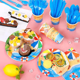 ADXCO 192 Piece Summer Pool Party Tableware Set Including Plates