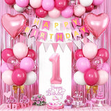 1st Birthday Decorations for Girls Hot Pink Birthday Balloons with