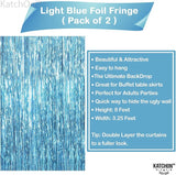 KatchOn, XtraLarge, Blue Foil Fringe Curtain - 8x3.2 Feet, Pack of 2