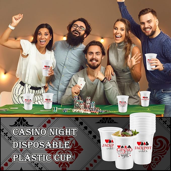 48 Pcs Casino Night Party Supplies Bulk 16 oz Casino Night Party