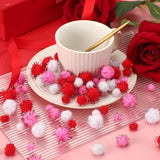 Valentine's Day Pom Poms Balls 600 Pieces Pink Red Glitter Pom Poms