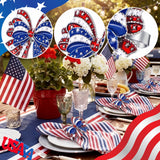 Geiserailie 6 Pieces Patriotic Napkin Rings 4th of July Bow Napkin