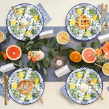 50PCS Capri Lemon Party Supplies7"Lemon Paper Plates Blue Tiles Yellow